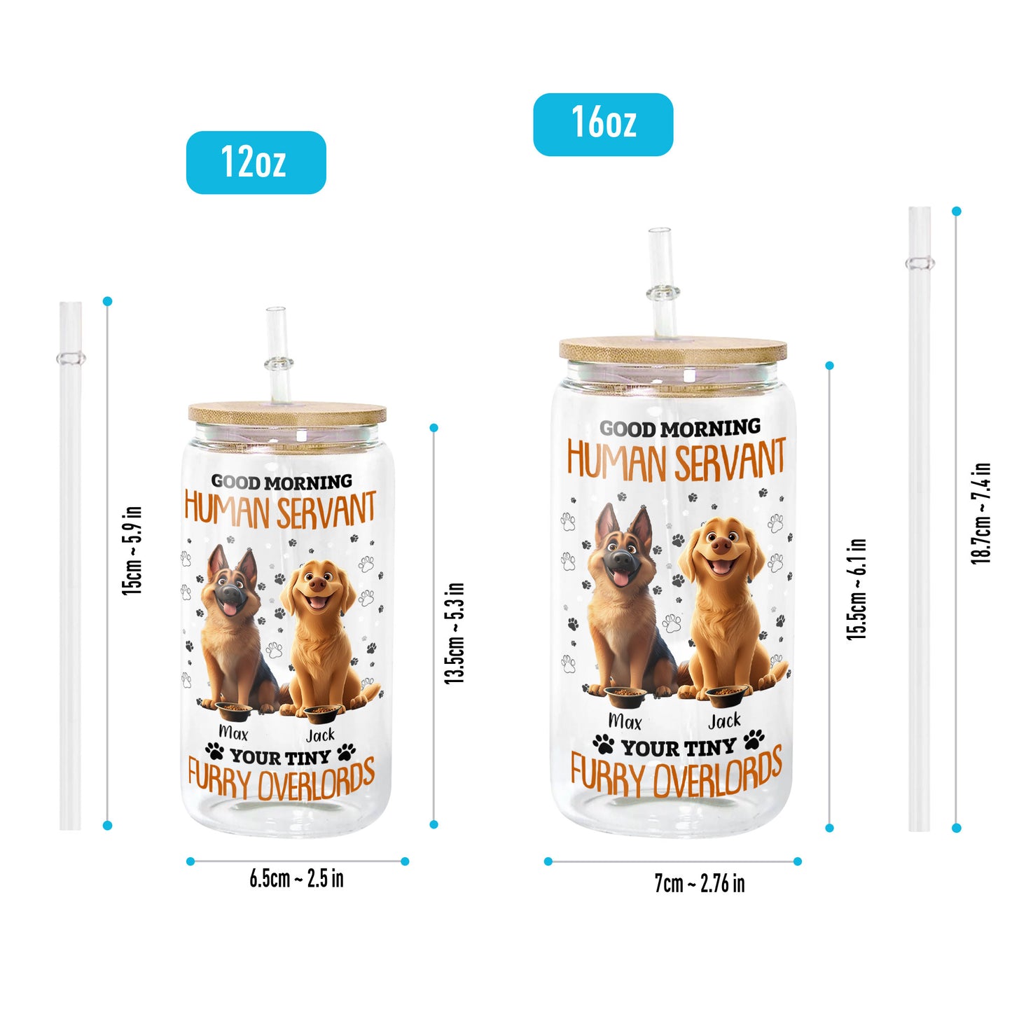 Good Morning Human Servant - Personalized Clear Glass Cup