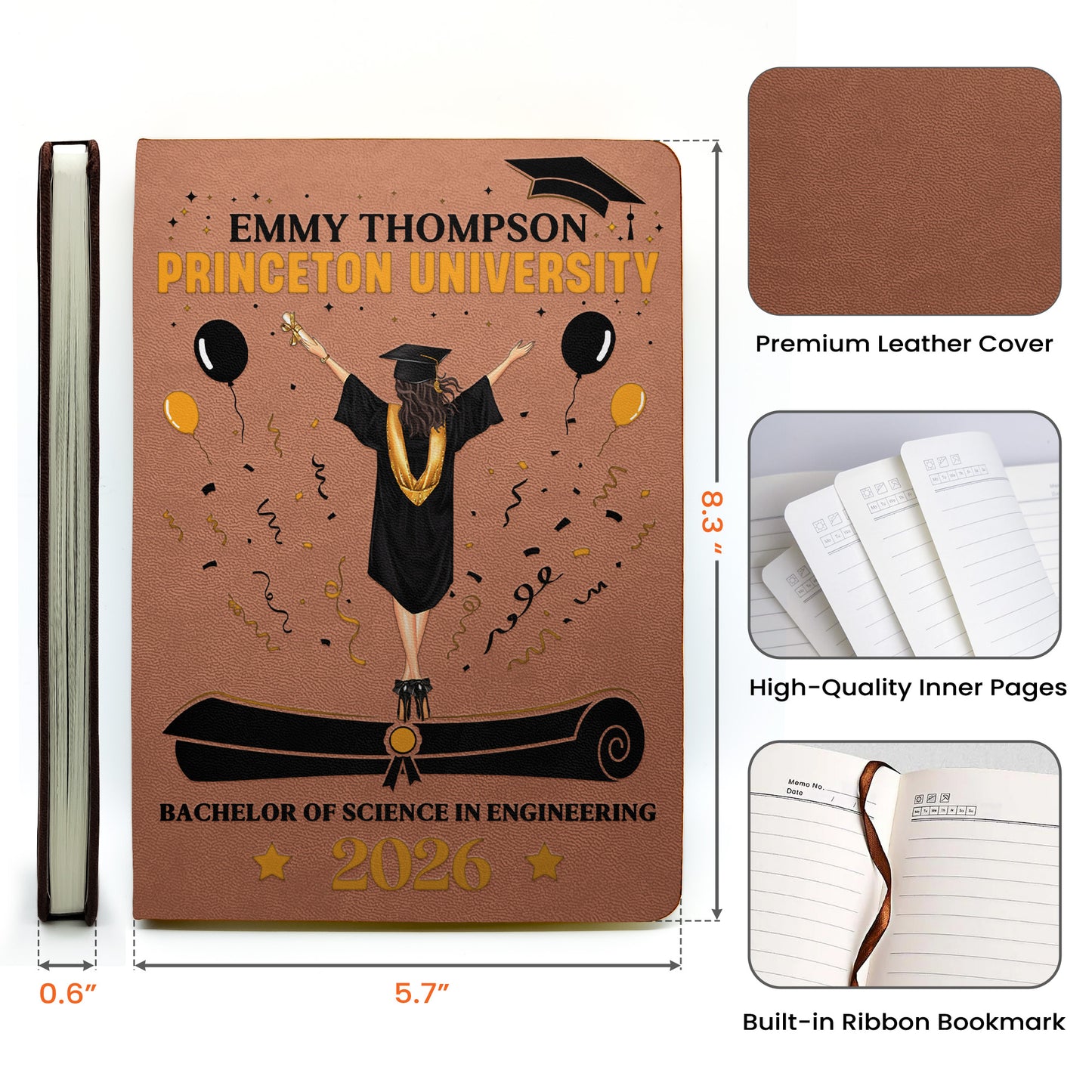 Graduation Ceremony - Personalized Leather Journal