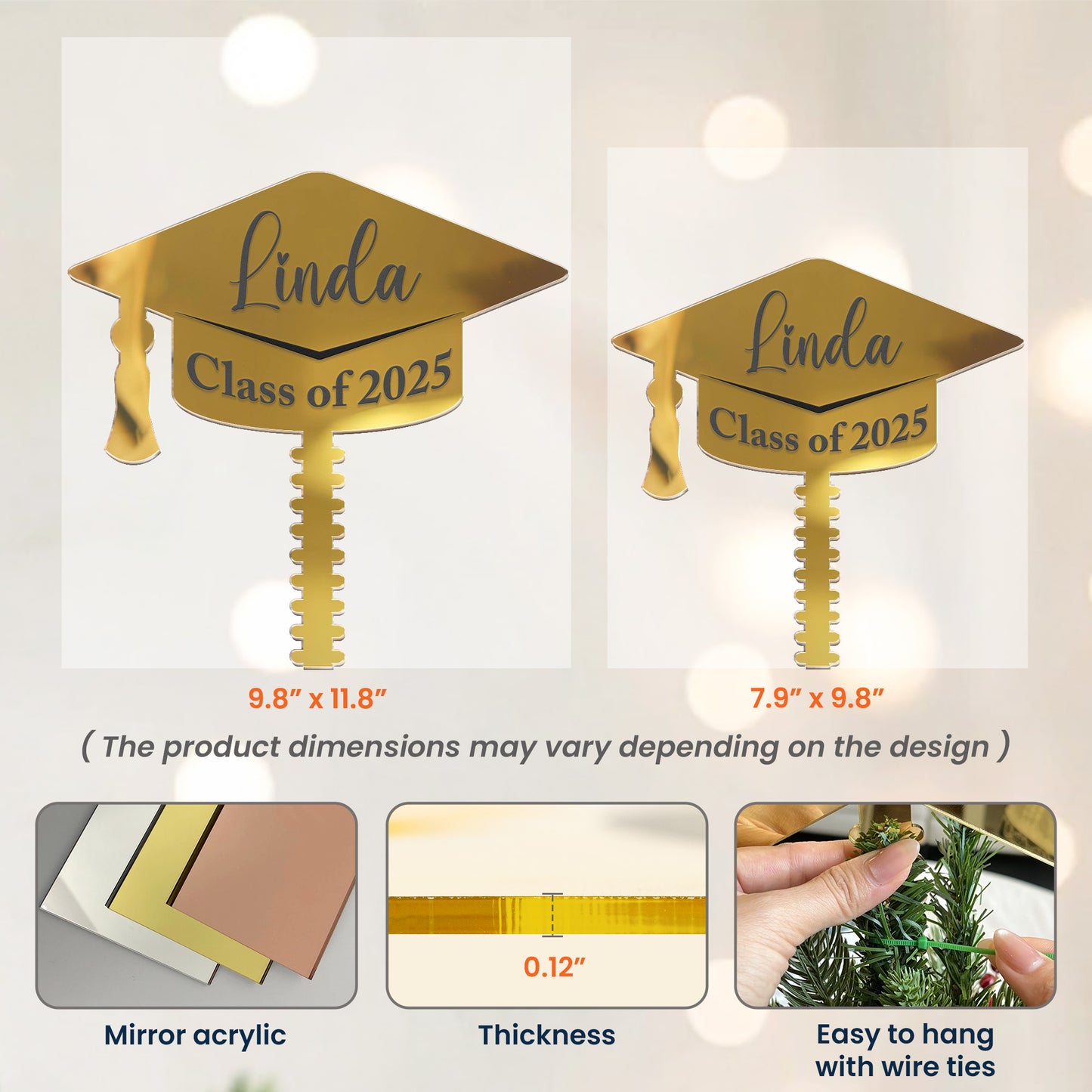 Graduation Decoration - Congrats Graduate Gift - Personalized Christmas Tree Topper