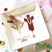 Graduation Gift She Did It - Personalized Jewelry Dish