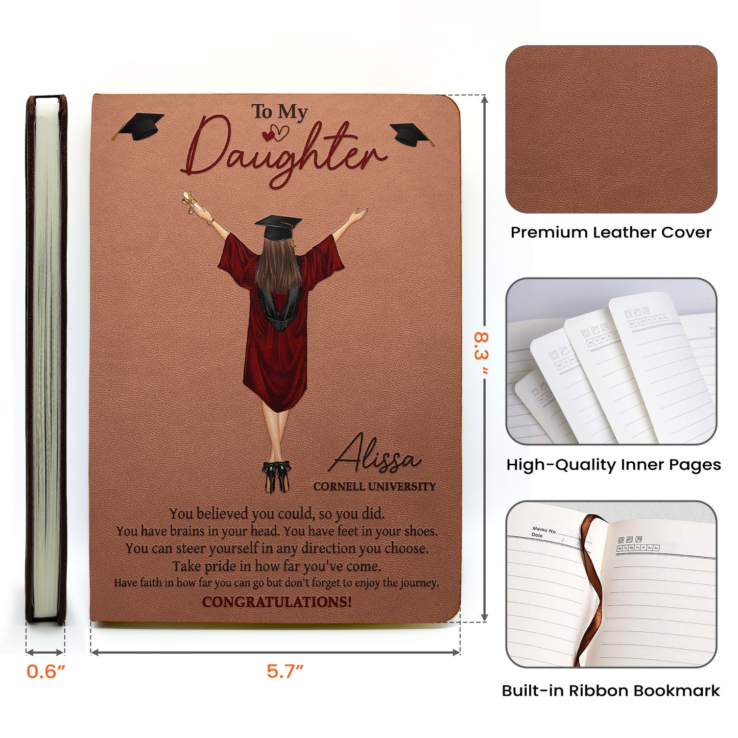 Graduation You Believed You Could So You Did - Personalized Leather Journal