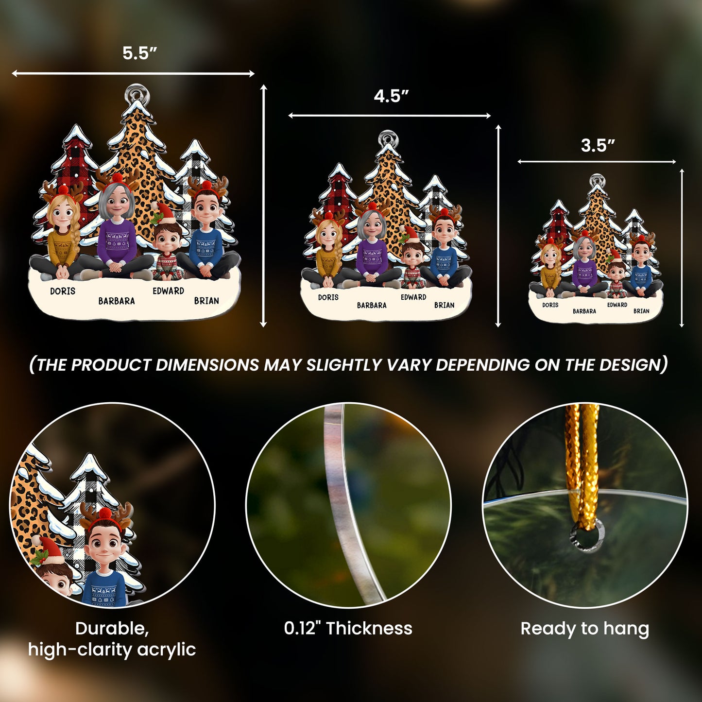 Grandma And Grandkids - Leopard Tree Version - Personalized Acrylic Ornament