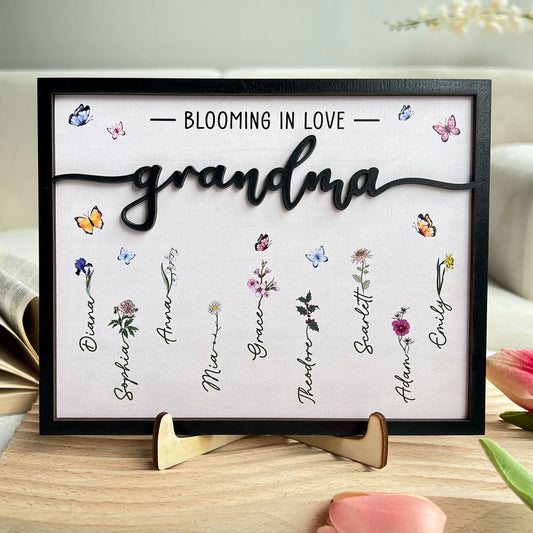 Grandma Blooming In Love - Personalized Wooden Plaque
