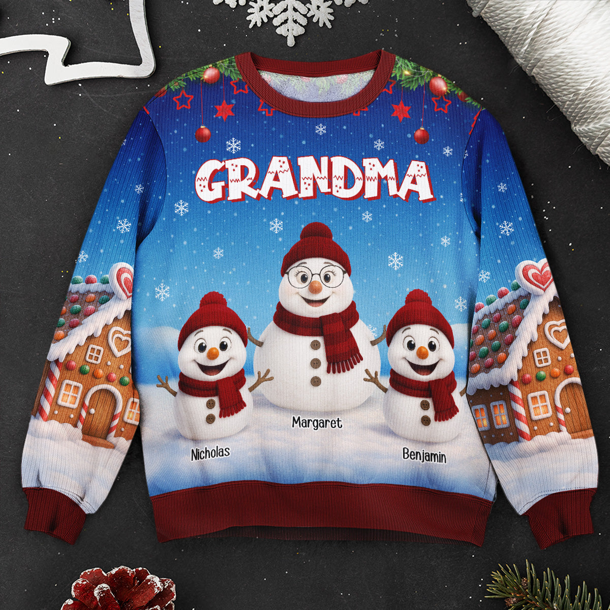 Grandma Snowman Love - Personalized 3D Printed Sweatshirt