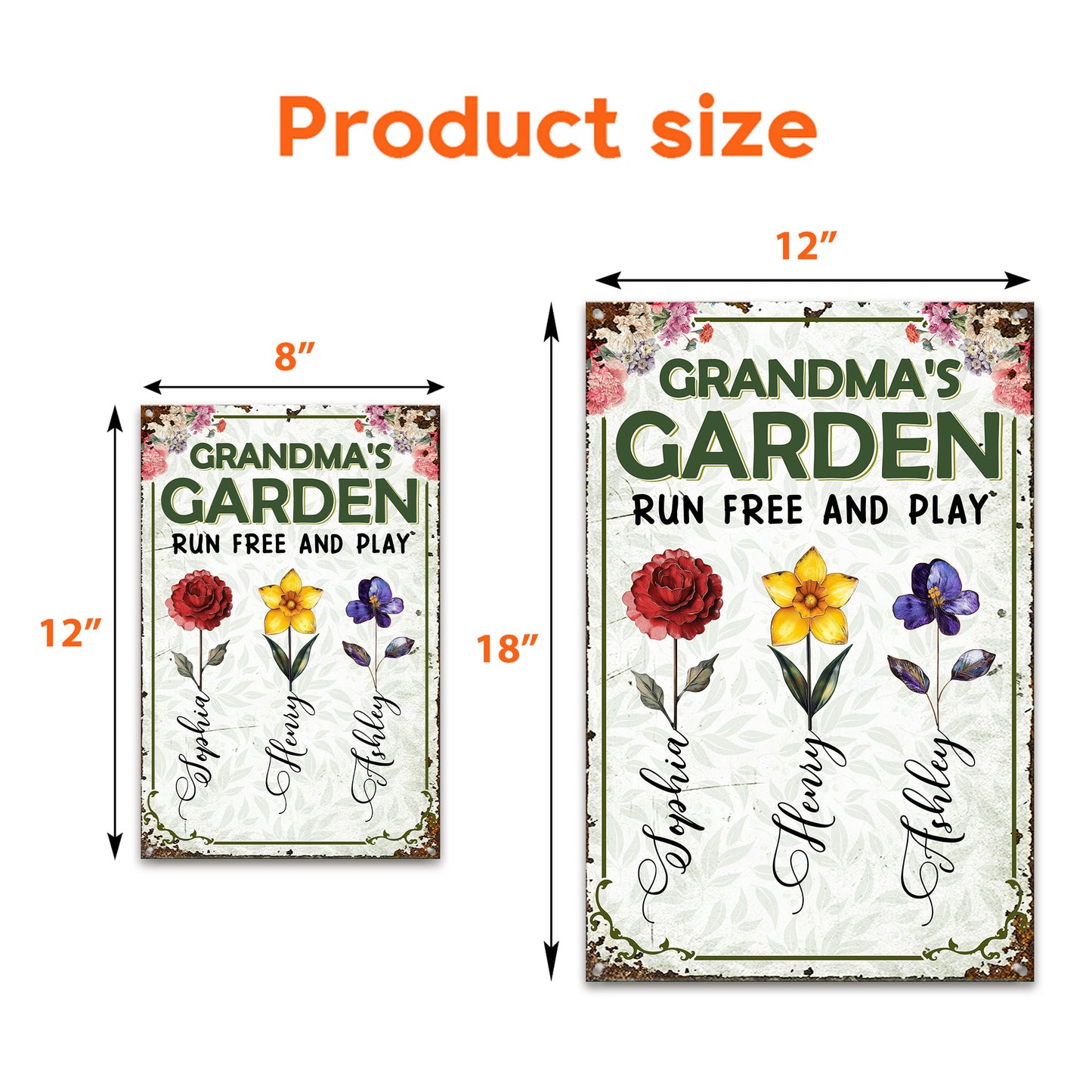 Grandma's Garden Run Free And Play - Personalized Metal Sign