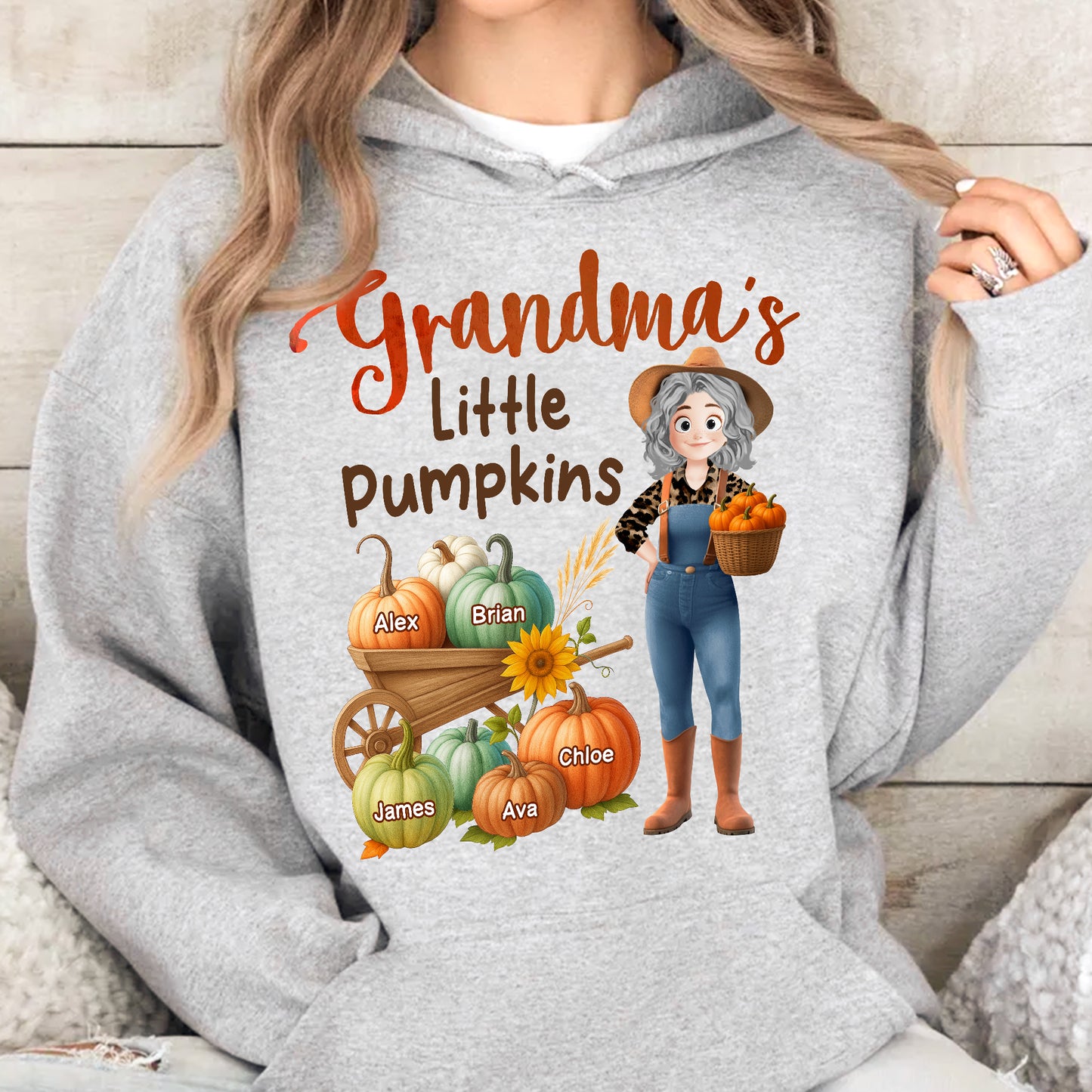 Grandma's Little Pumpkins Love Nana Life Kids, Grandkids Names - Personalized Shirt