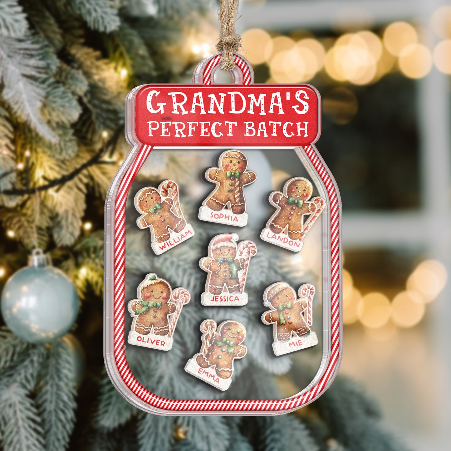 Grandma's Perfect Batch - Personalized 3 Layered Christmas Shaker Ornament