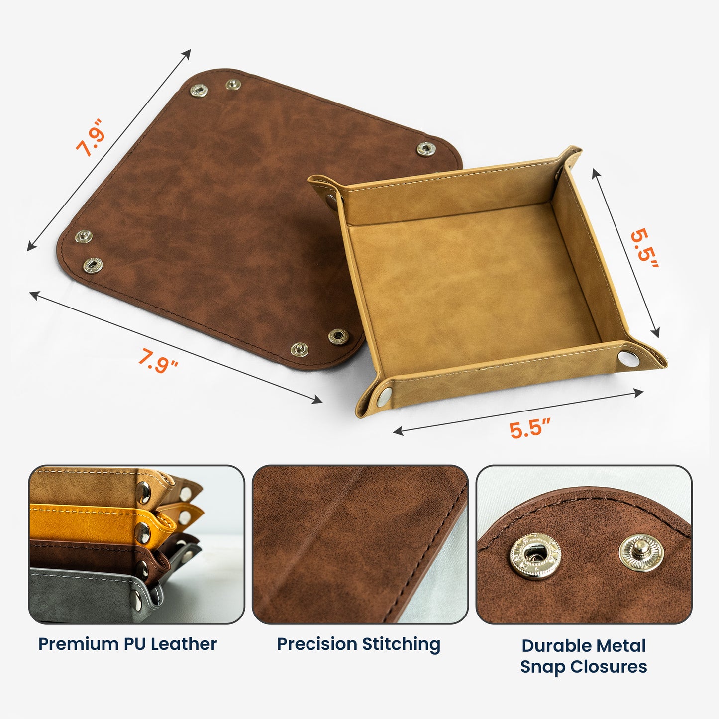 Grandpa Est With Grandkids Doodle - Personalized Leather Valet Tray