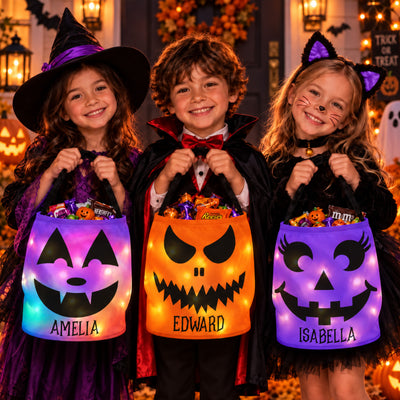 Halloween Candy Bag For Kids Scary Pumpkin Face - Personalized Halloween Basket
