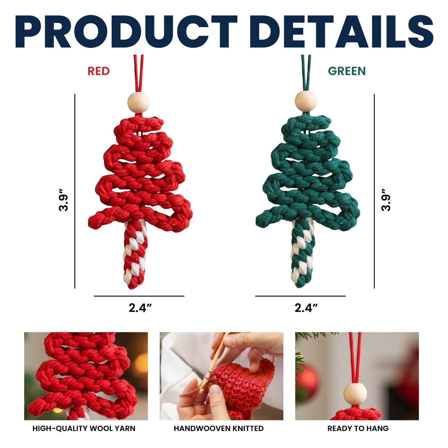 Handmade Chunky Yarn Christmas Tree - Crochet Ornament