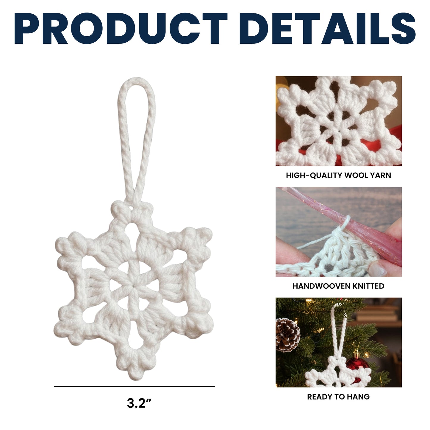 Handmade Snowflake - Personalized Crochet Ornament
