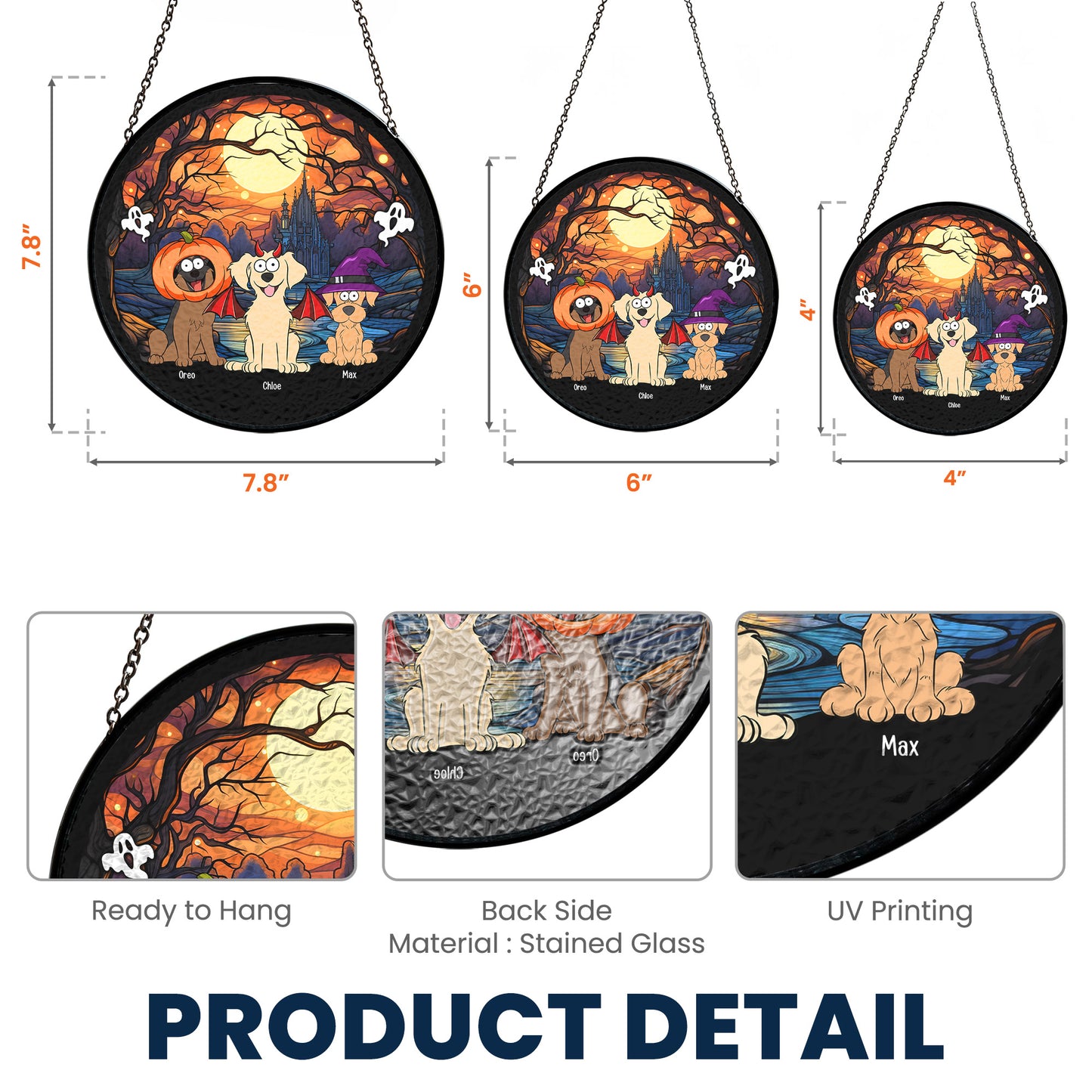 Happy Halloween Fur Babies - Personalized Stained Glass Window Hanging Suncatcher