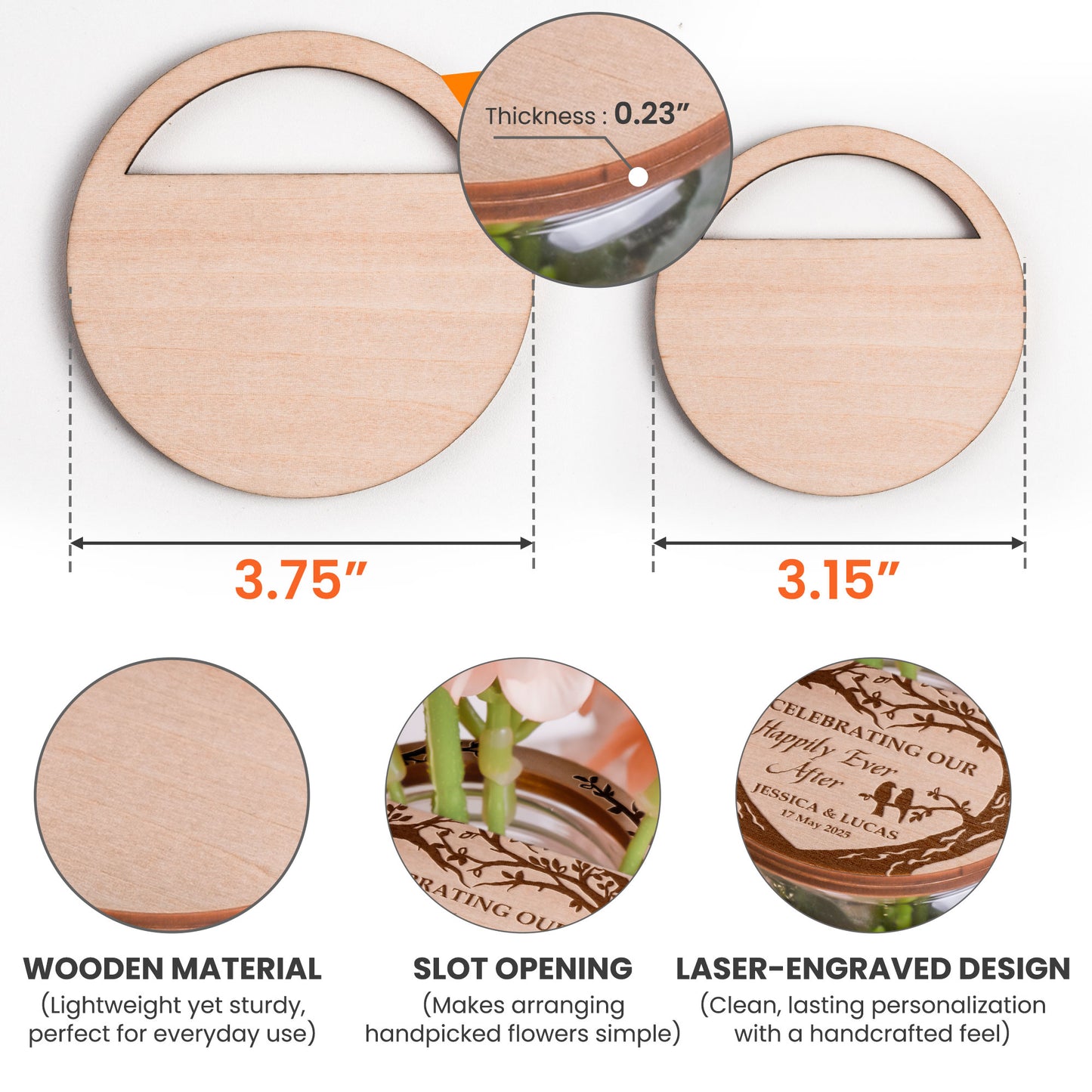 Happy Wedding - Personalized Vase Topper