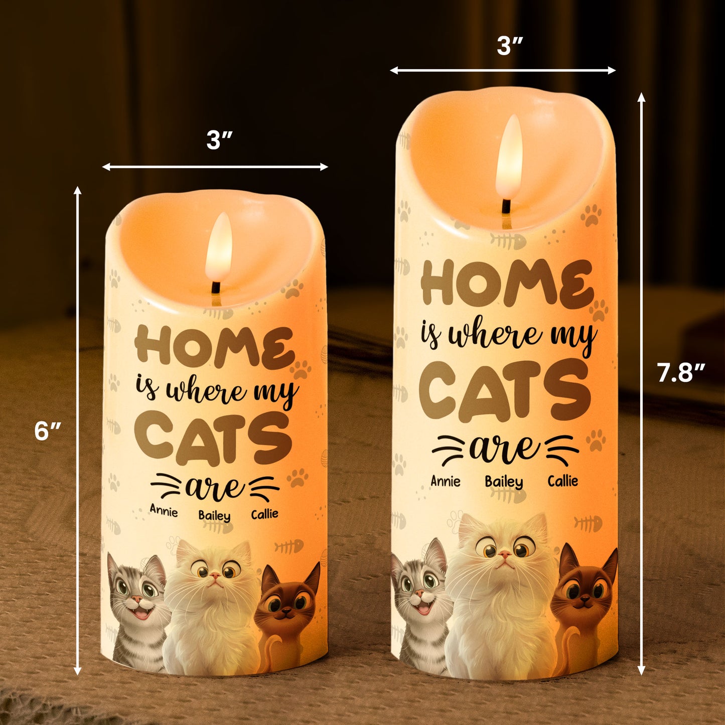 Home Is Where My Cats Are - Personalized LED Candle