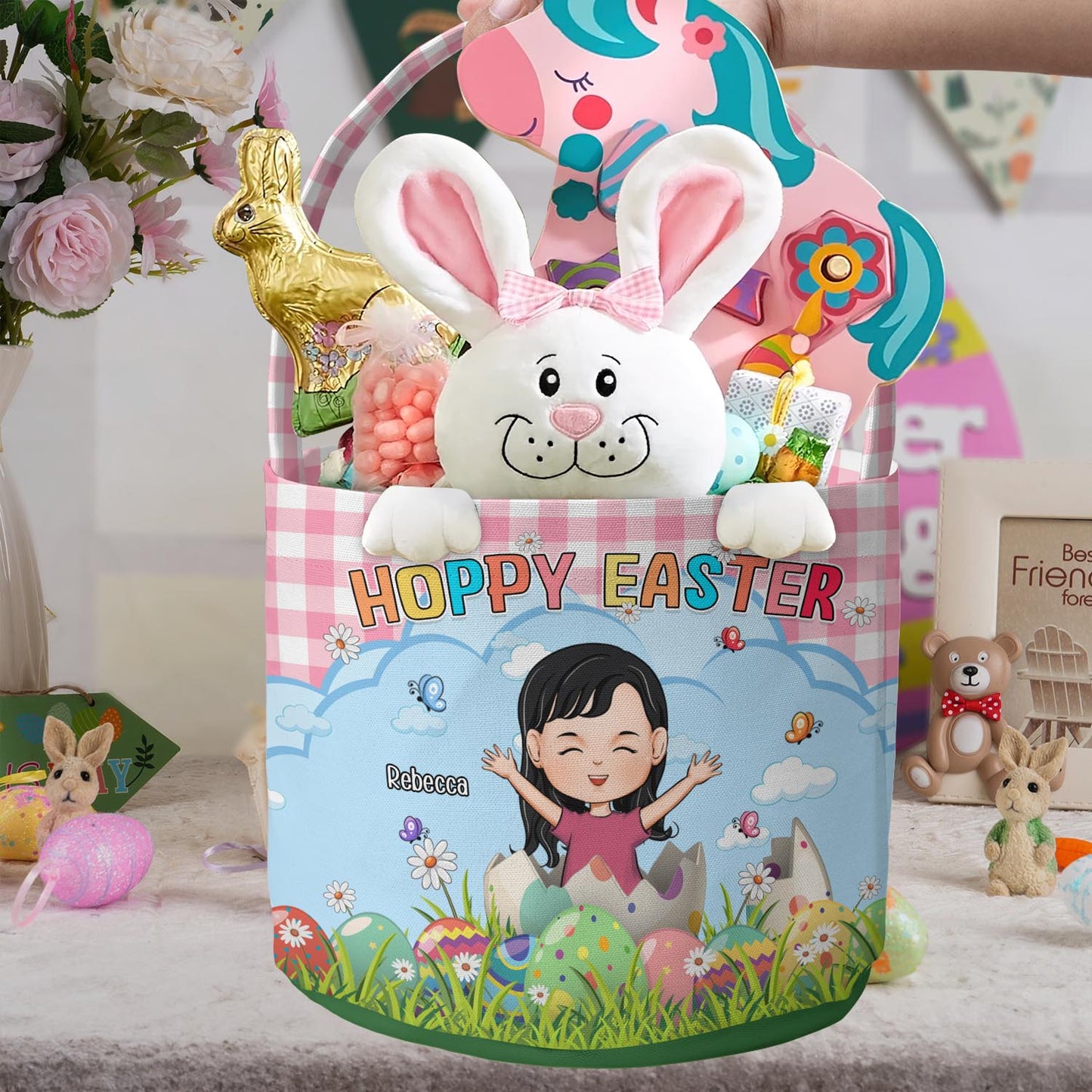 Hoppy Easter Gift For Kids - Personalized Easter Basket