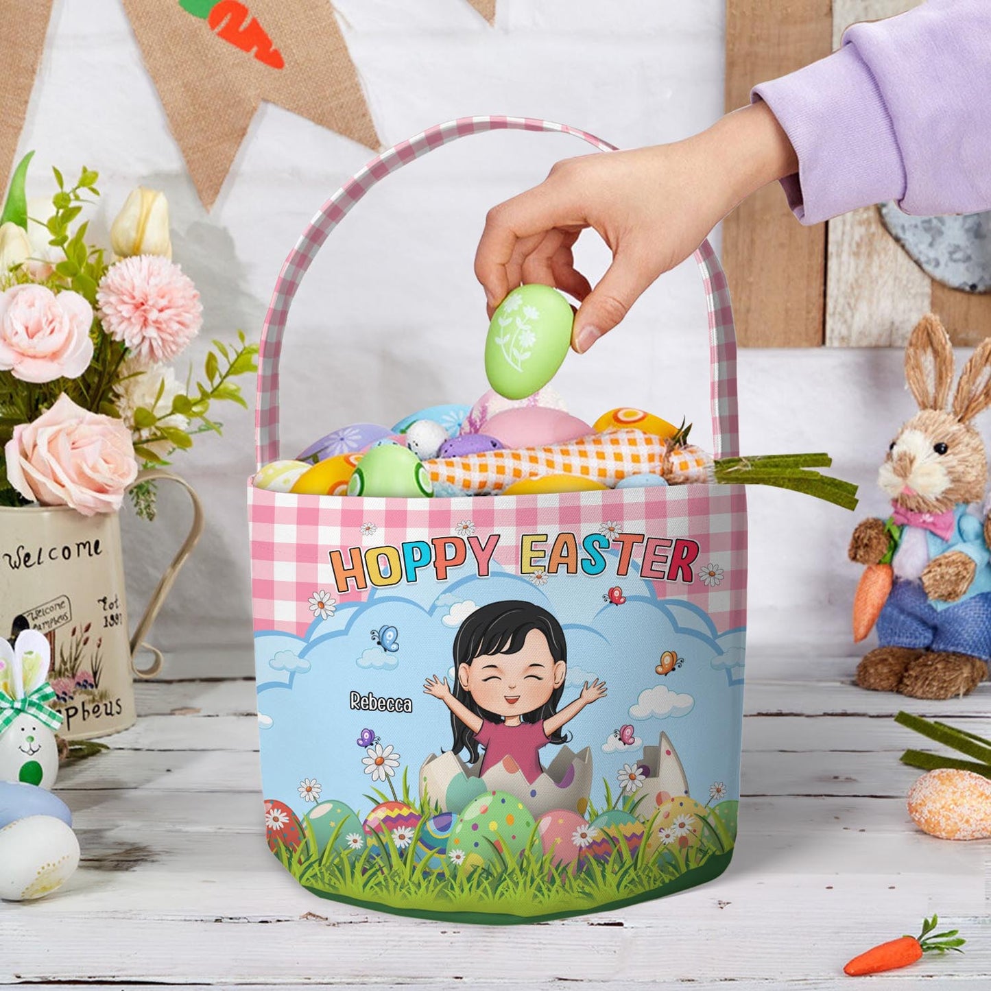 Hoppy Easter Gift For Kids - Personalized Easter Basket