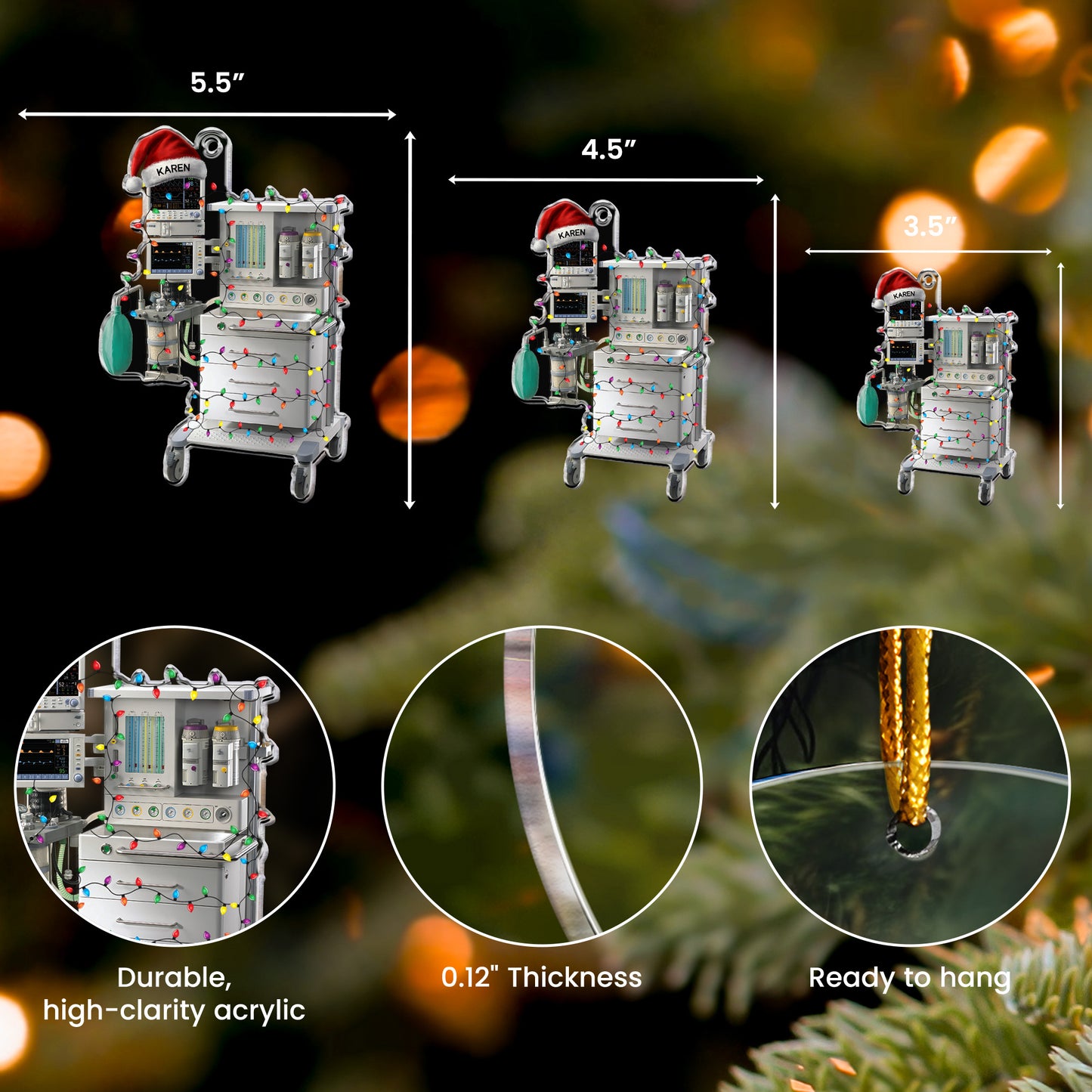 Hospital Machines Flattened Design Gift For Nurse - Personalized Acrylic Ornament