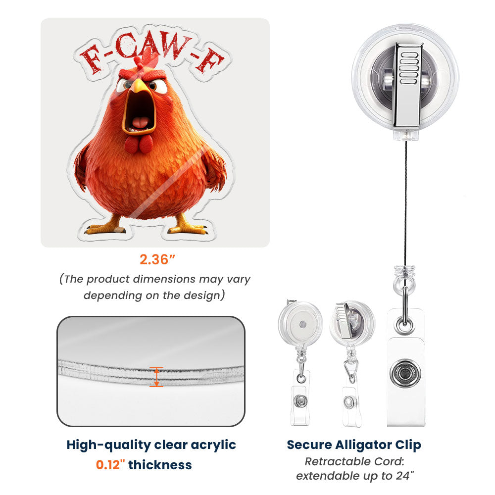 Humorous-F-Caw-F-For-Coworkers,-Friends,-Funny-Team-Gifts-Personalized-Acrylic-Badge-Reel-5