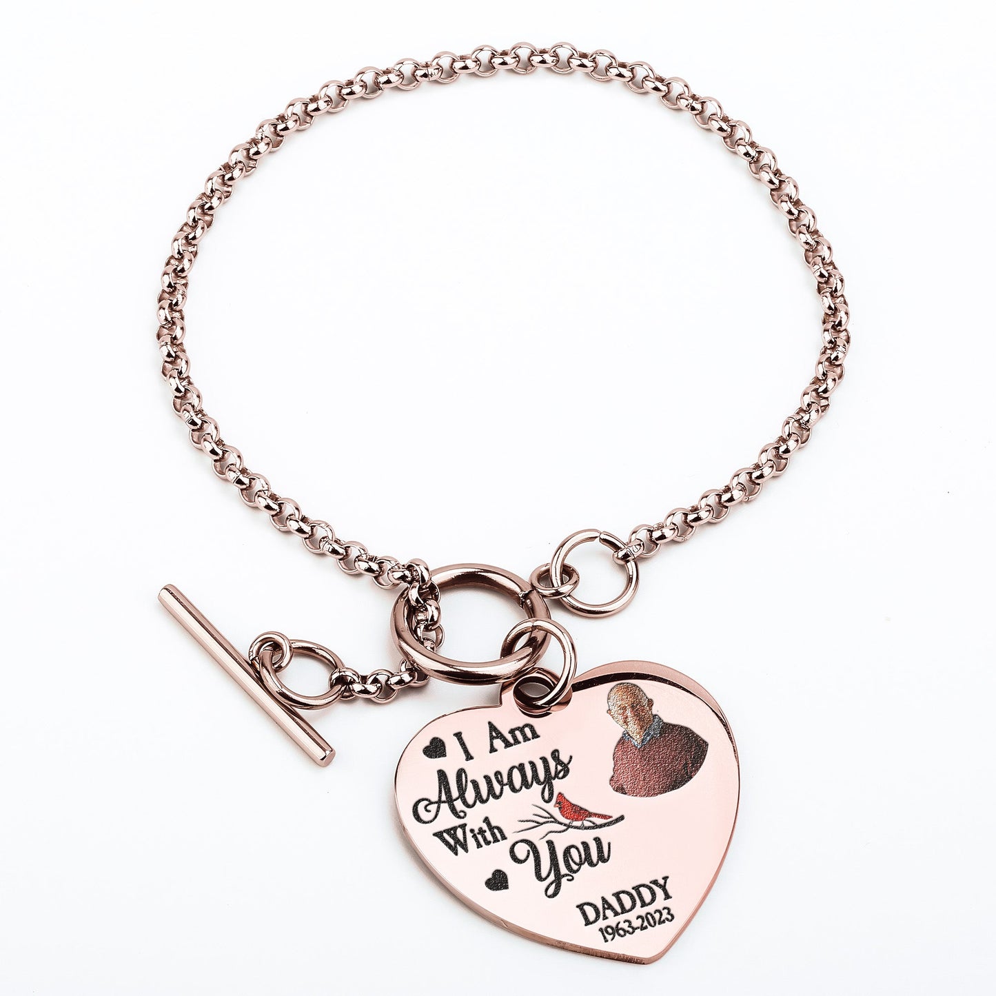 I Am Always With You - Personalized Photo Heart Bracelet