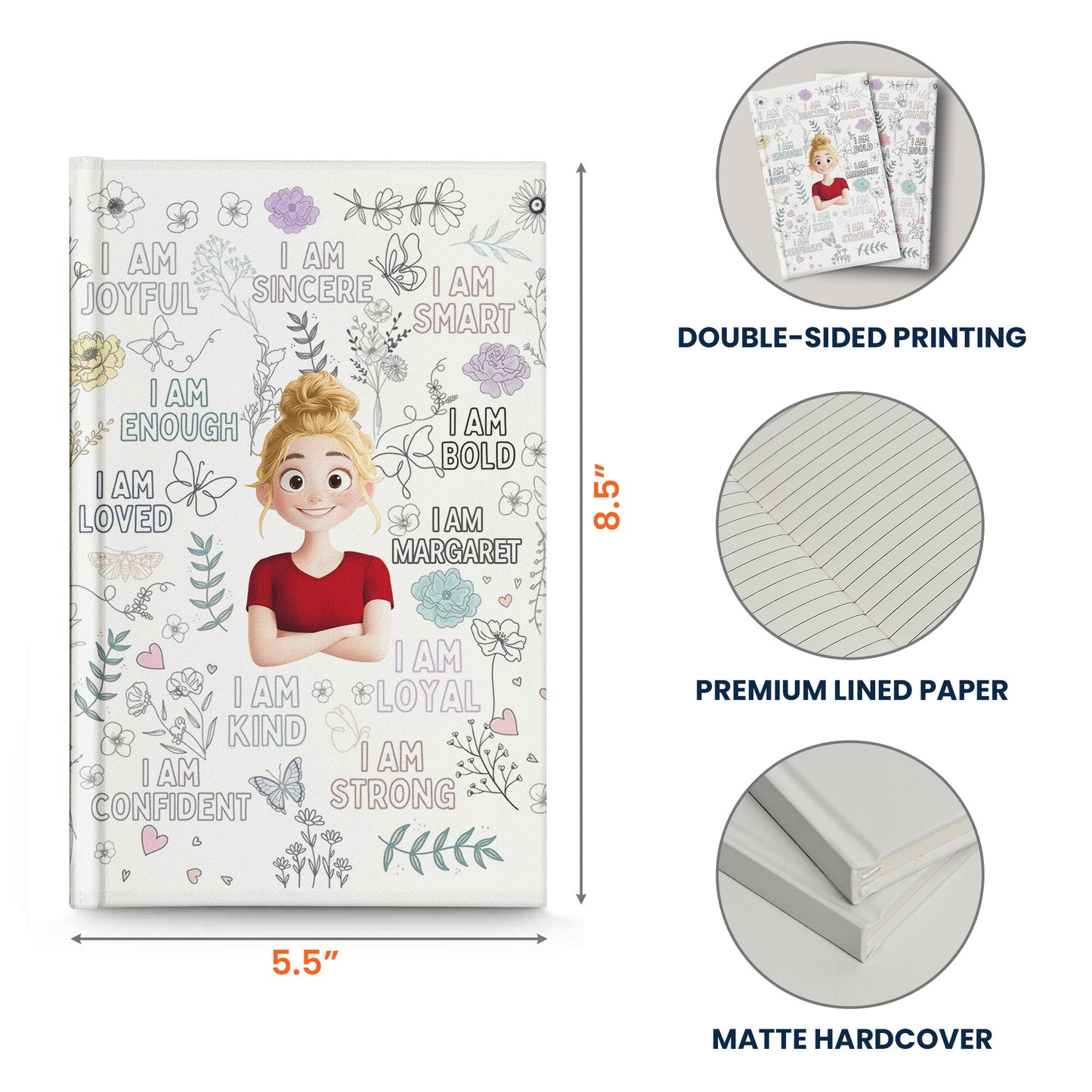 I Am Positive Affirmations - Personalized Hardcover Journal