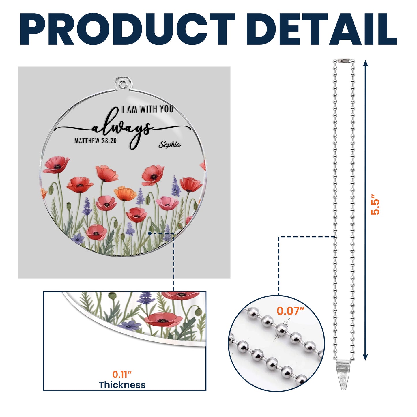 I Am With You Always Christian Gifts - Personalized Rear View Mirror Accessory