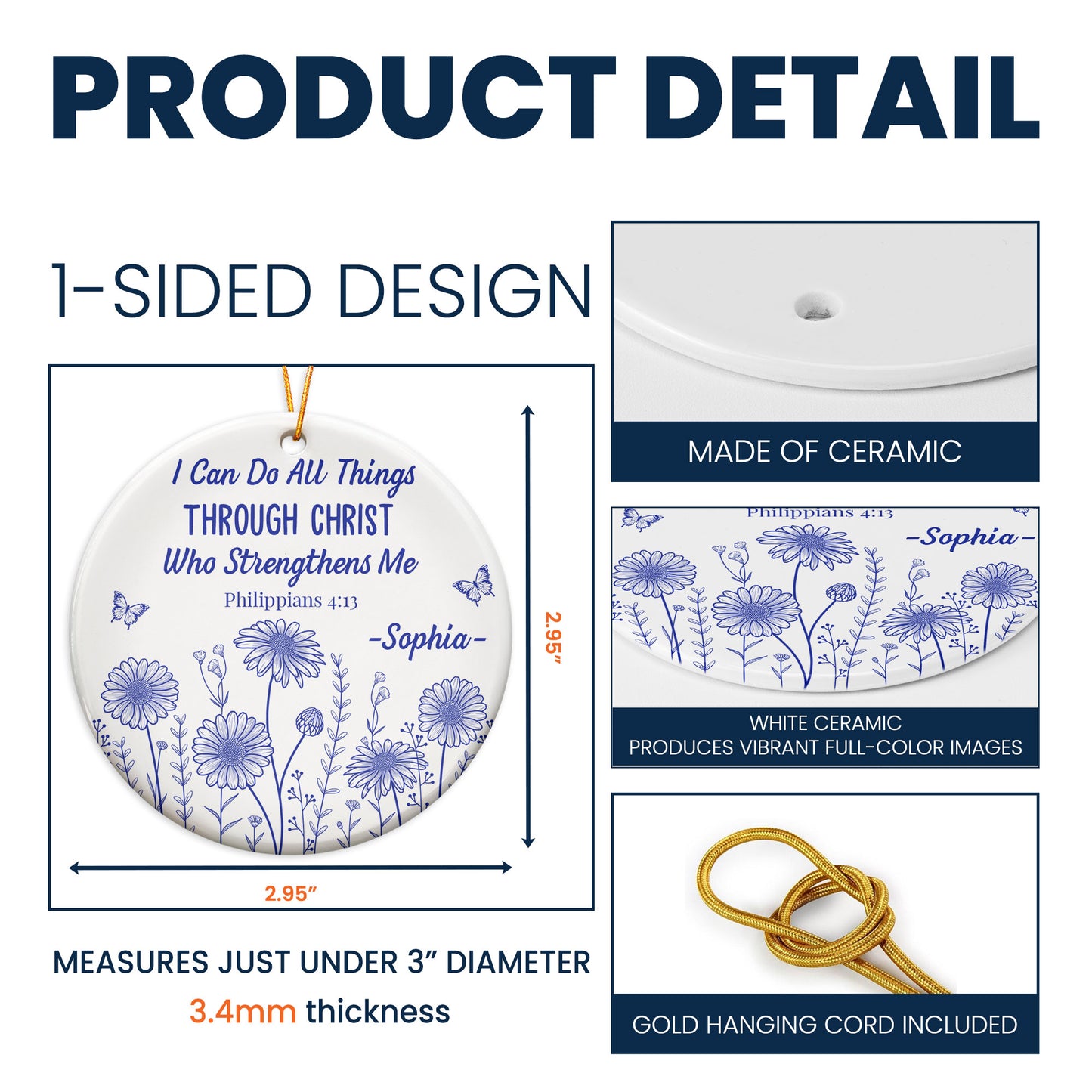 I Can Do All Things Through Christ Who Strengthens Me - Personalized Ceramic Ornament