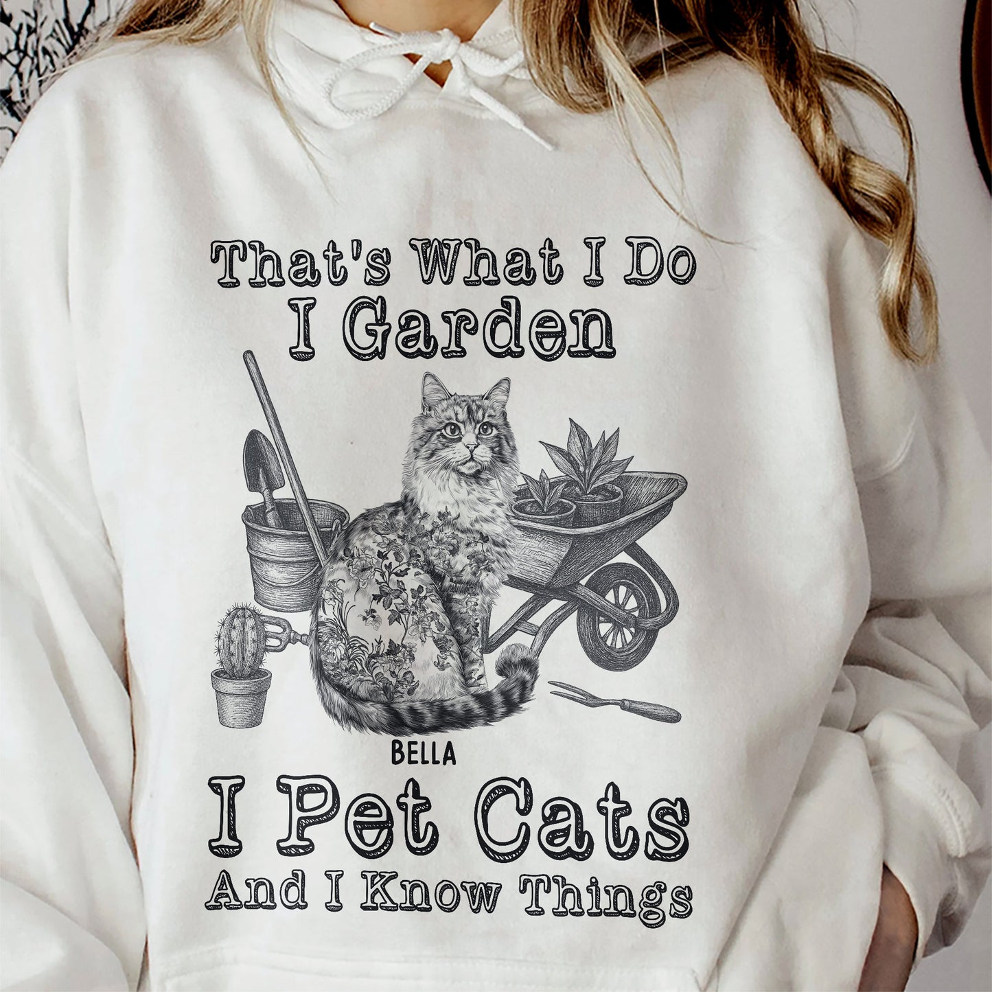 I Garden I Pet Cats - Cat Toile De Jouy Style - Personalized Shirt