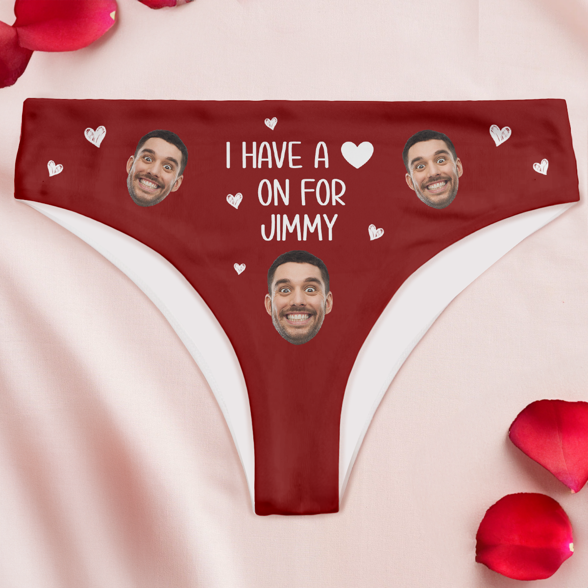 I Have A Heart On For - Personalized Photo Couple Matching Underwear
