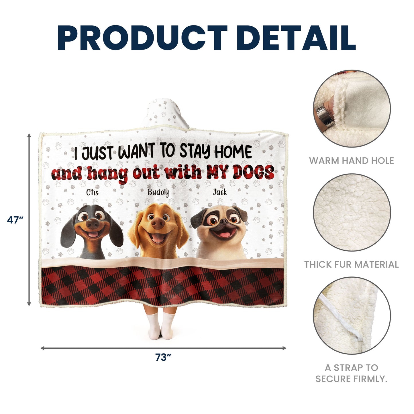 I Just Want To Hang Out With My Dog - Personalized Wearable Blanket Hoodie