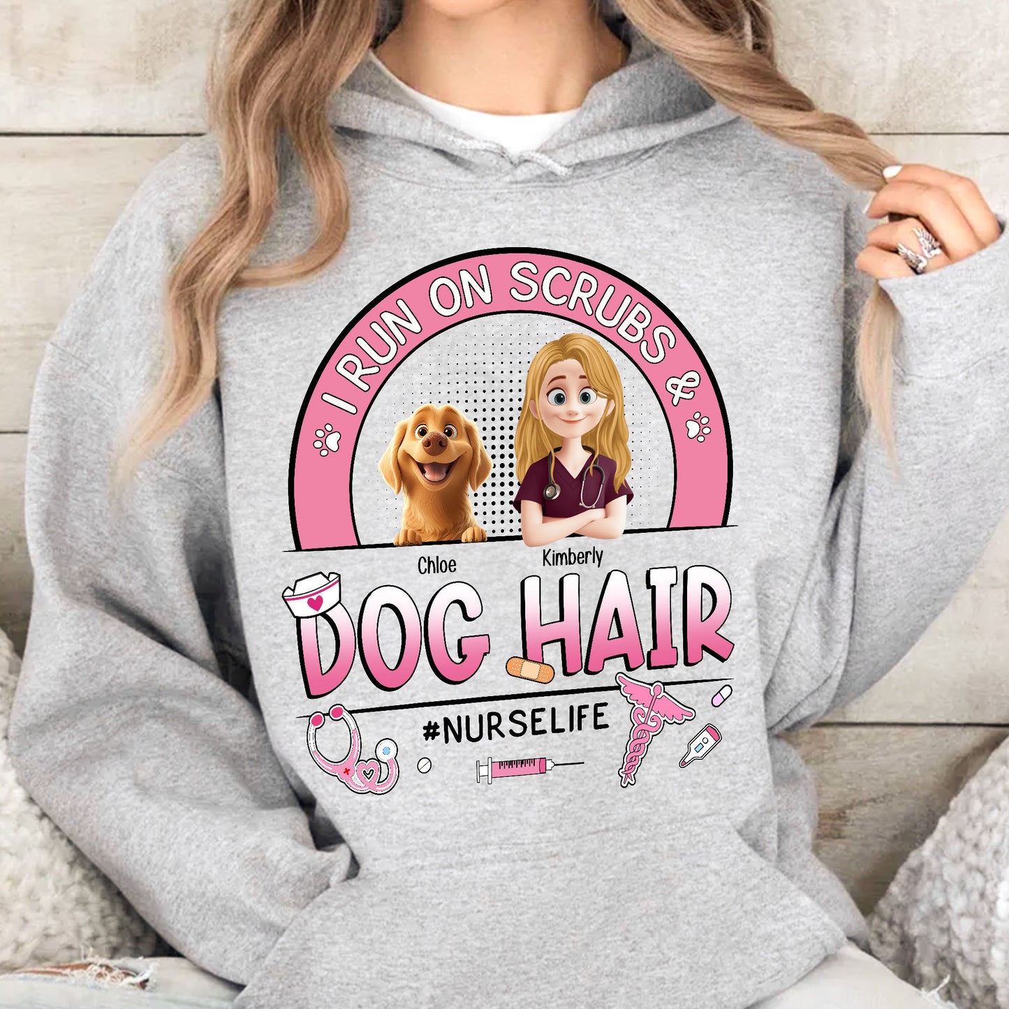 I Run On Scrubs And Dog Hair Nurse Gift - Personalized Shirt