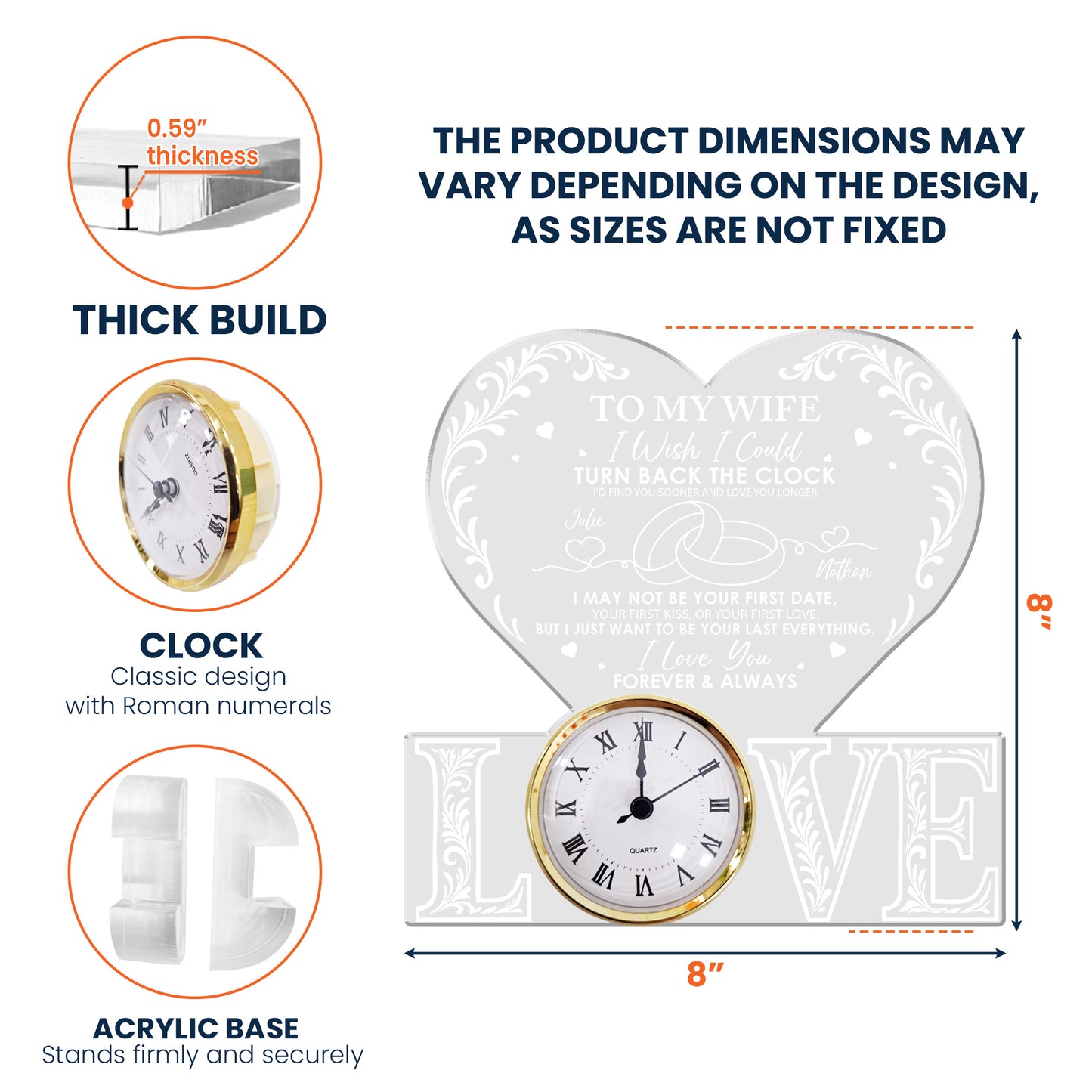 I Wish I Could Turn Back The Clock Anniversary Gift - Personalized Acrylic Desk Clock