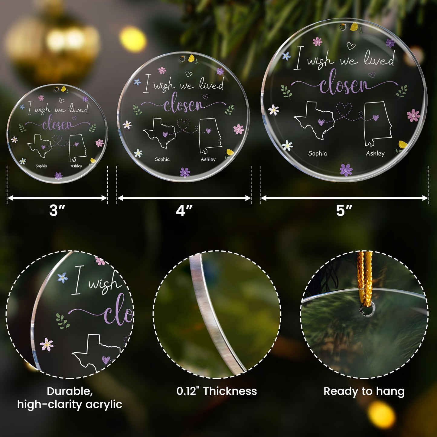 I Wish We Lived Closer - Personalized Acrylic Ornament