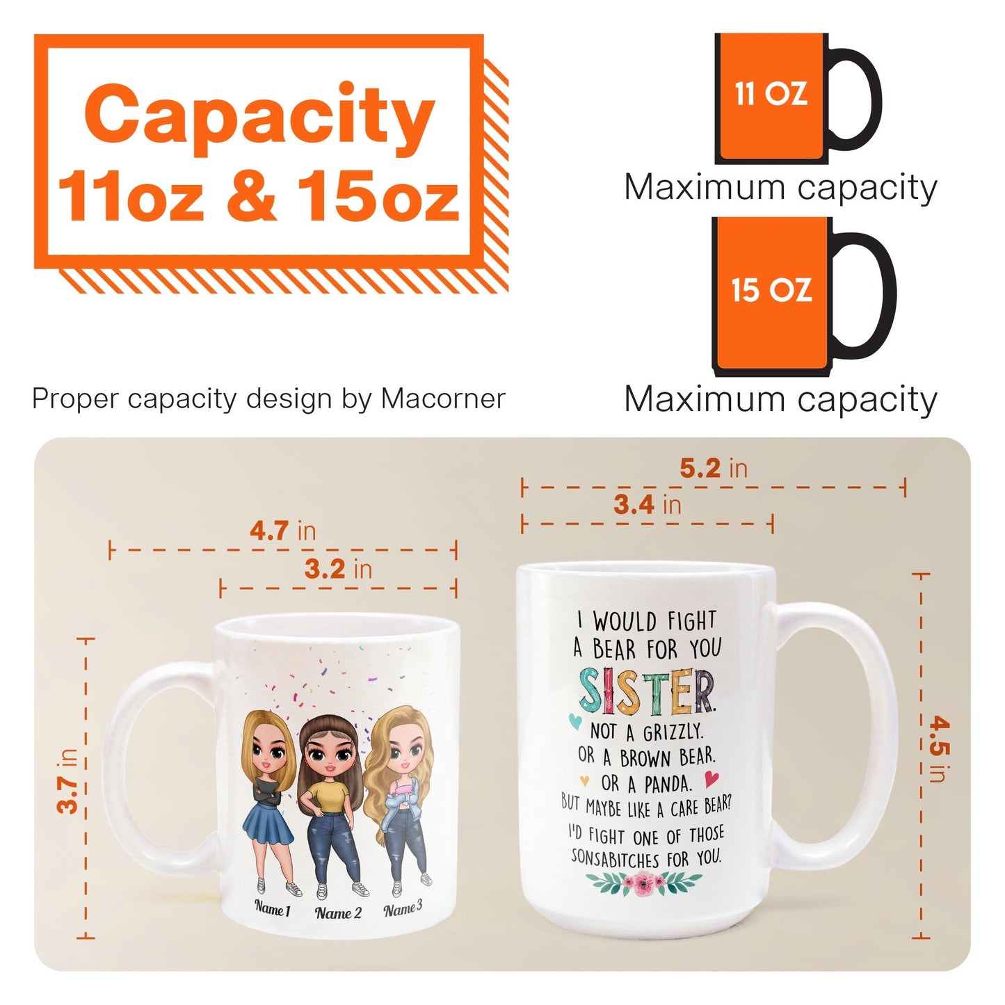 I Would Fight A Bear For You Sister - Personalized Mug - Birthday, Christmas Gift For Sisters