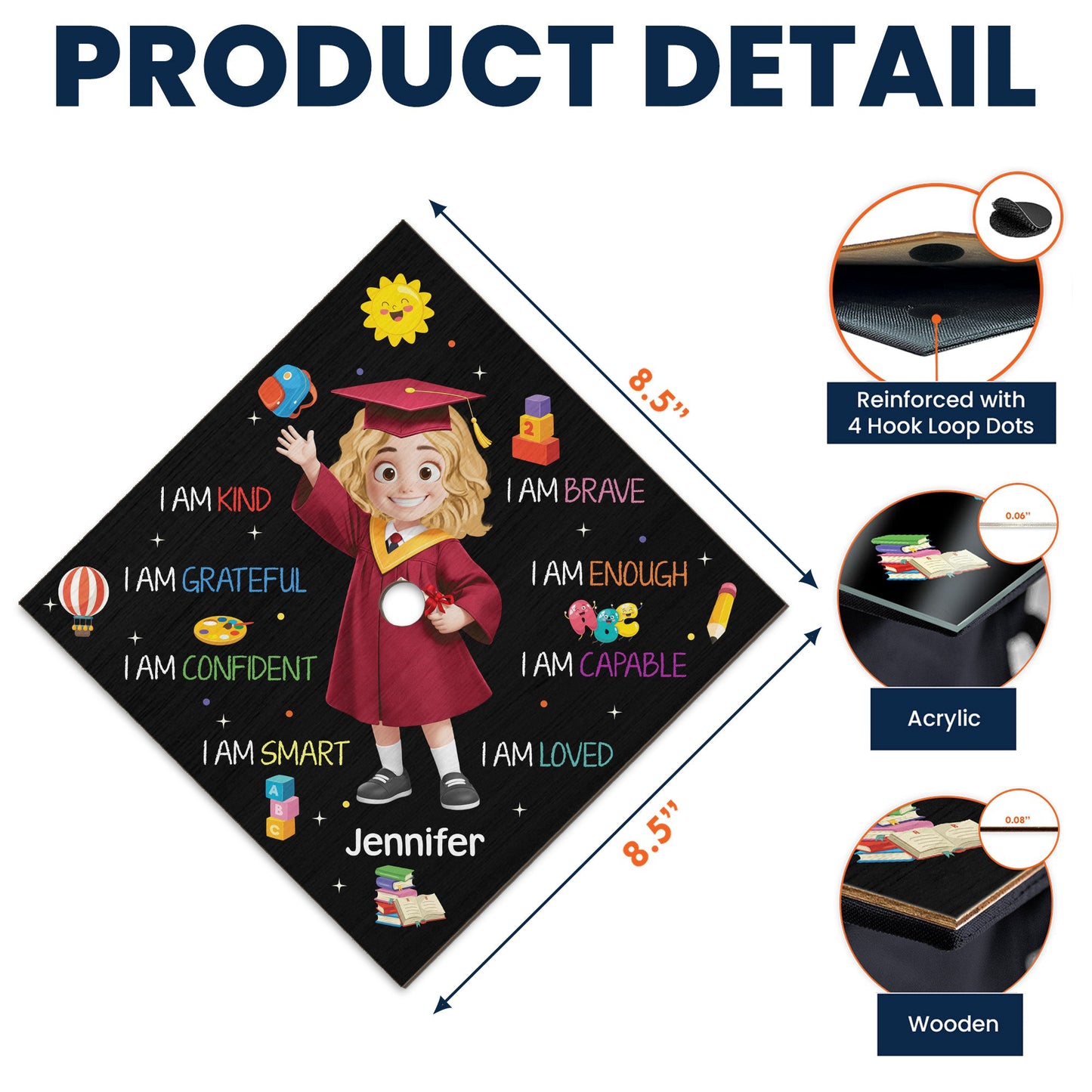 I_Am_Kind_Pre_K_Kindergarten_Graduation_Personalized_Graduation_Cap_Topper_5