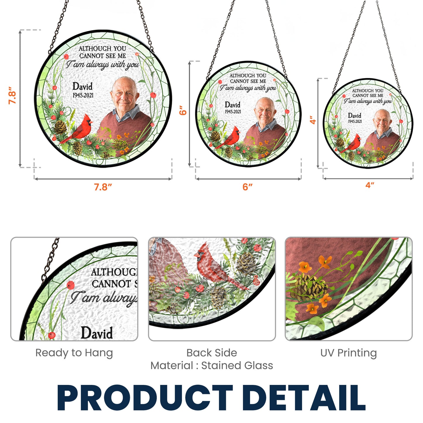 I'm Always With You - Personalized Photo Stained Glass Window Hanging Suncatcher