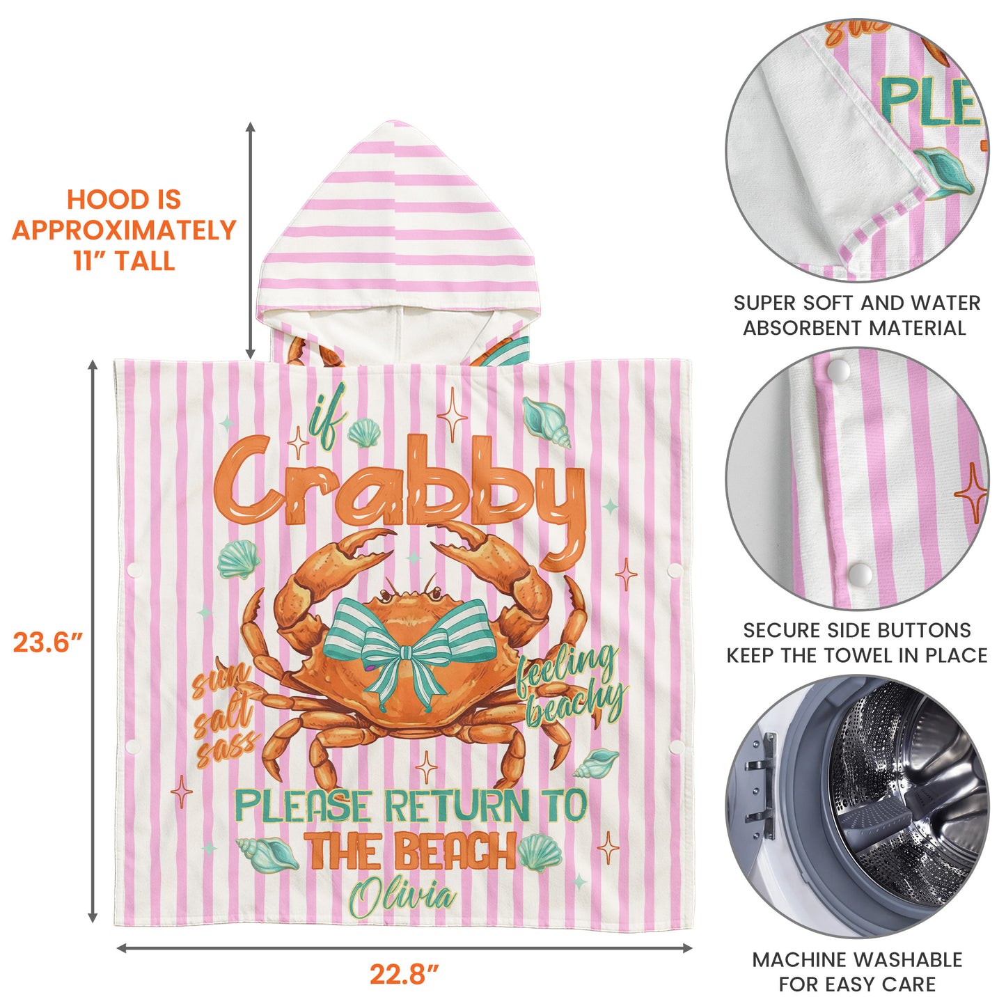 If Crabby Please Return To The Beach - Personalized Beach Towel