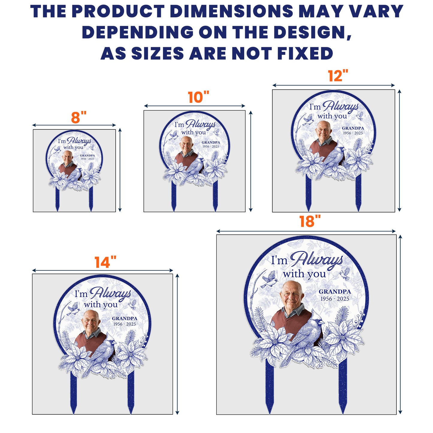 I'm Always With You Toile De Jouy Style - Personalized Metal Photo Garden Stake