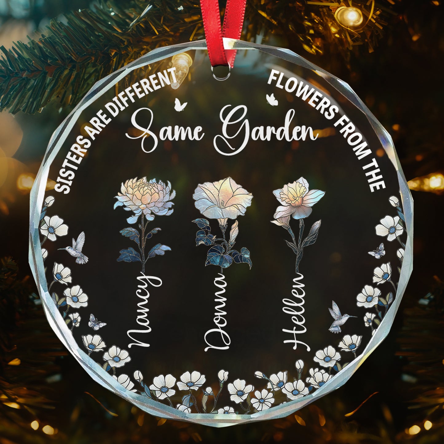 It Takes A Long Time To Grow Old Friends Birth Flowers - Personalized Glass Ornament