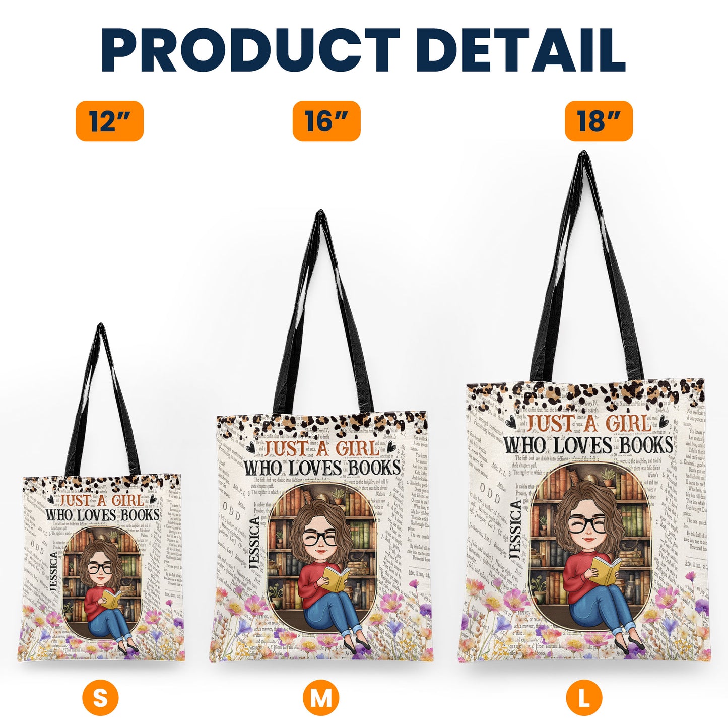 Just A Girl Who Loves Books Vintage Floral Style - Personalized Tote Bag