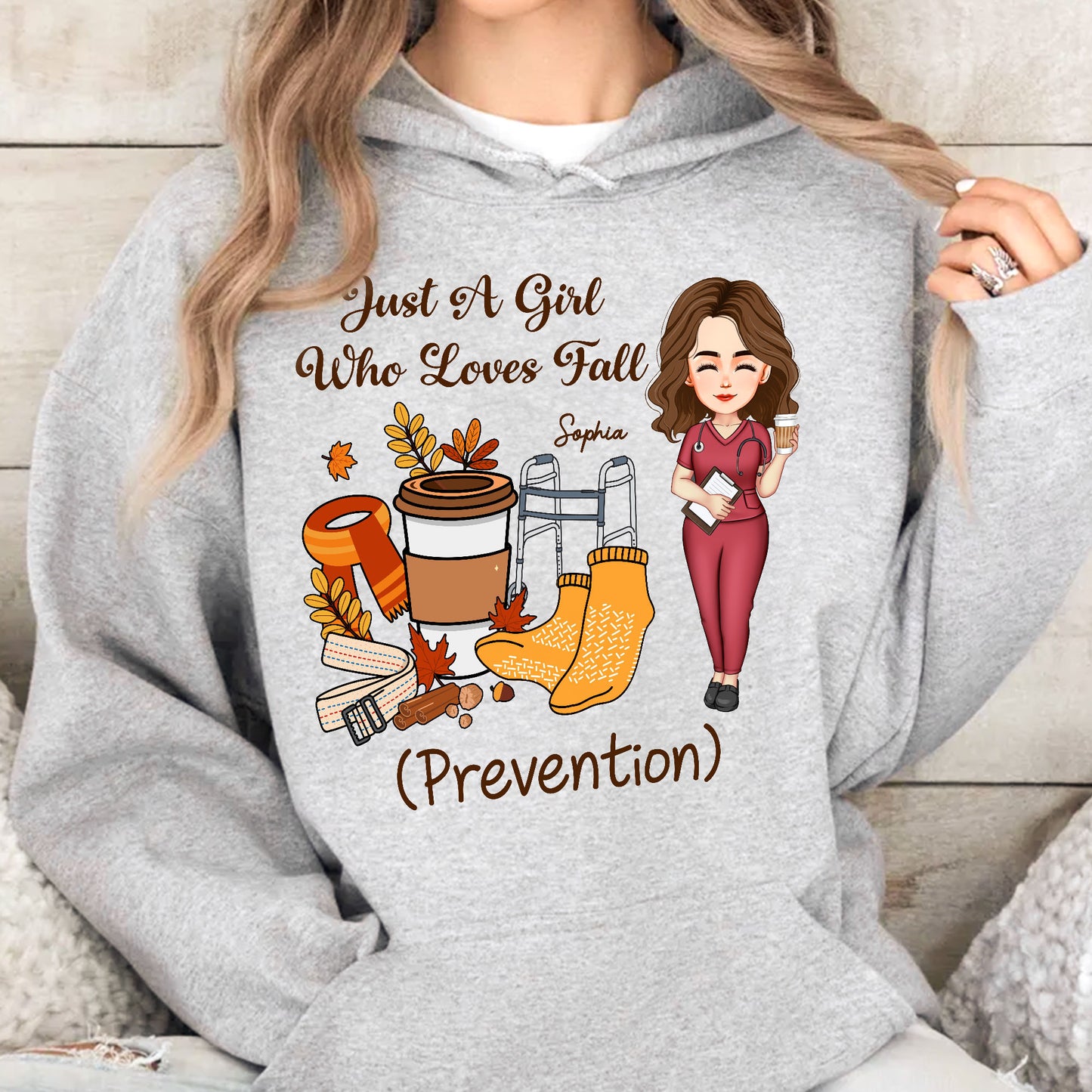 Just A Girl Who Loves Fall Prevention Nurse Autumn Gift - Personalized Shirt