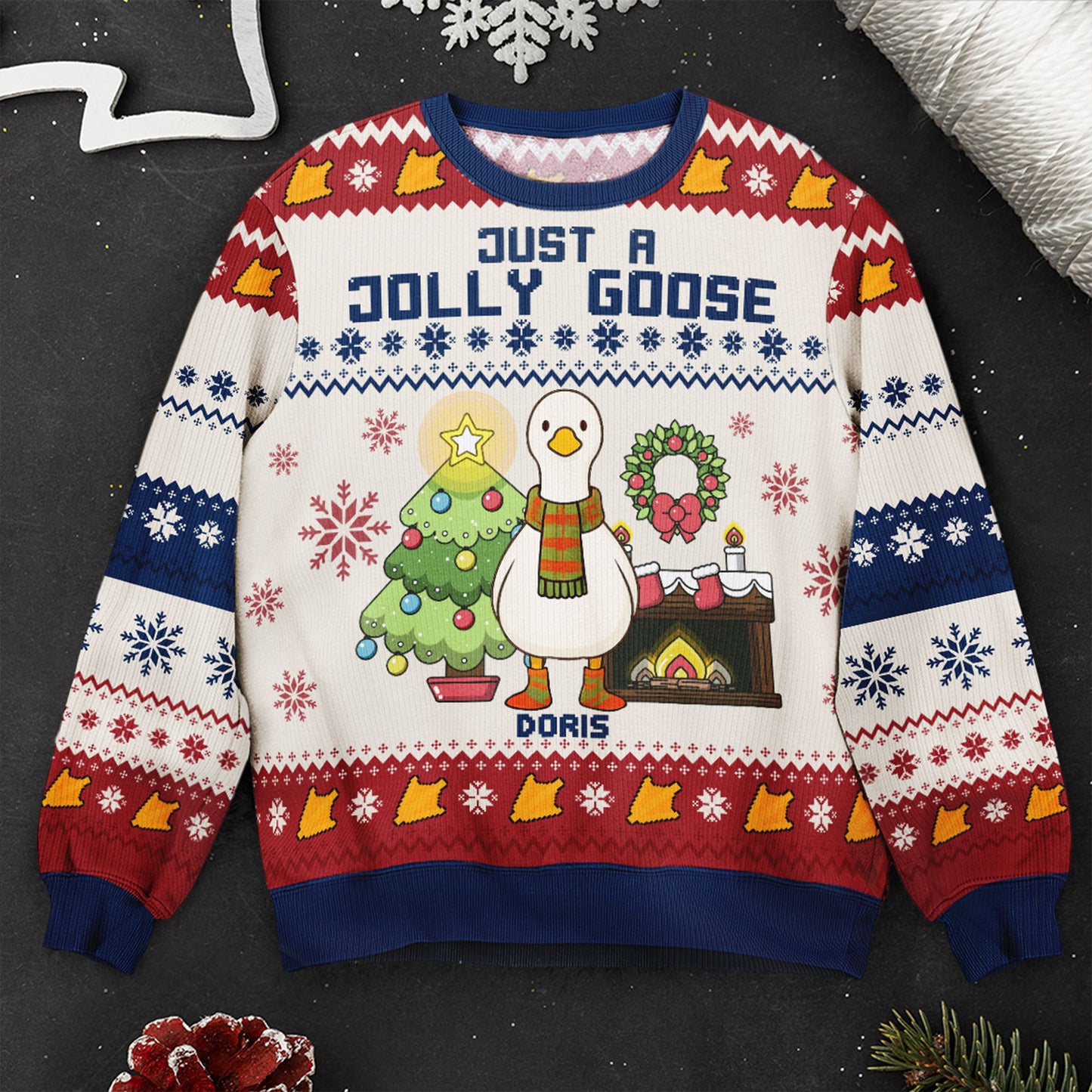 Just A Jolly Goose - Personalized Ugly Sweater