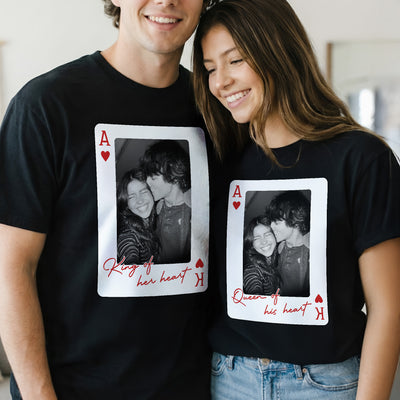 King And Queen Custom Vintage Couples Photo Matching - Personalized Photo Couple Matching Comfort Tee