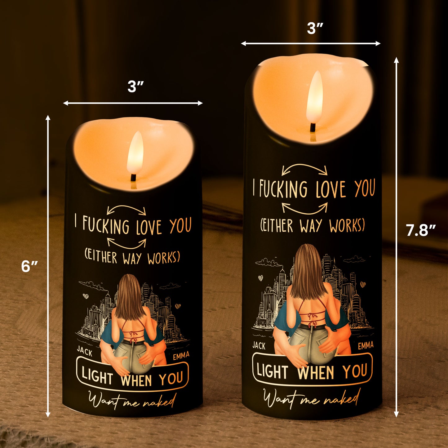Led Candle F*ck Love You Light When You Want Me Naked - Personalized LED Candle