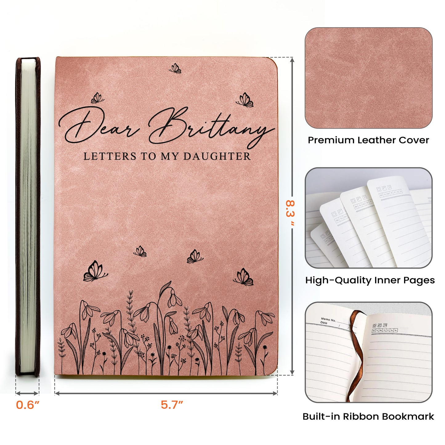 Letters To My Daughter, Sister, Mom, Friend - Memory Keepsake For Her - Personalized Leather Journal