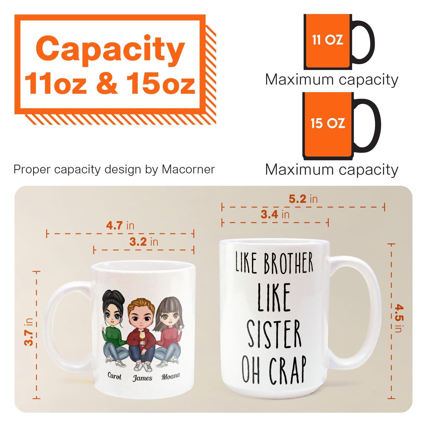 Like Brother Like Sister Oh Crap - Personalized Mug - Birthday, Christmas Gift For Brothers, Sisters - Cartoon Family