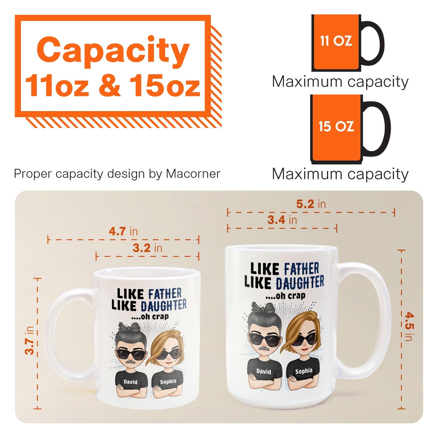 Father's Day Gifts, Like Father Like Daughter Oh Crap - Chibi Version - Personalized Mug