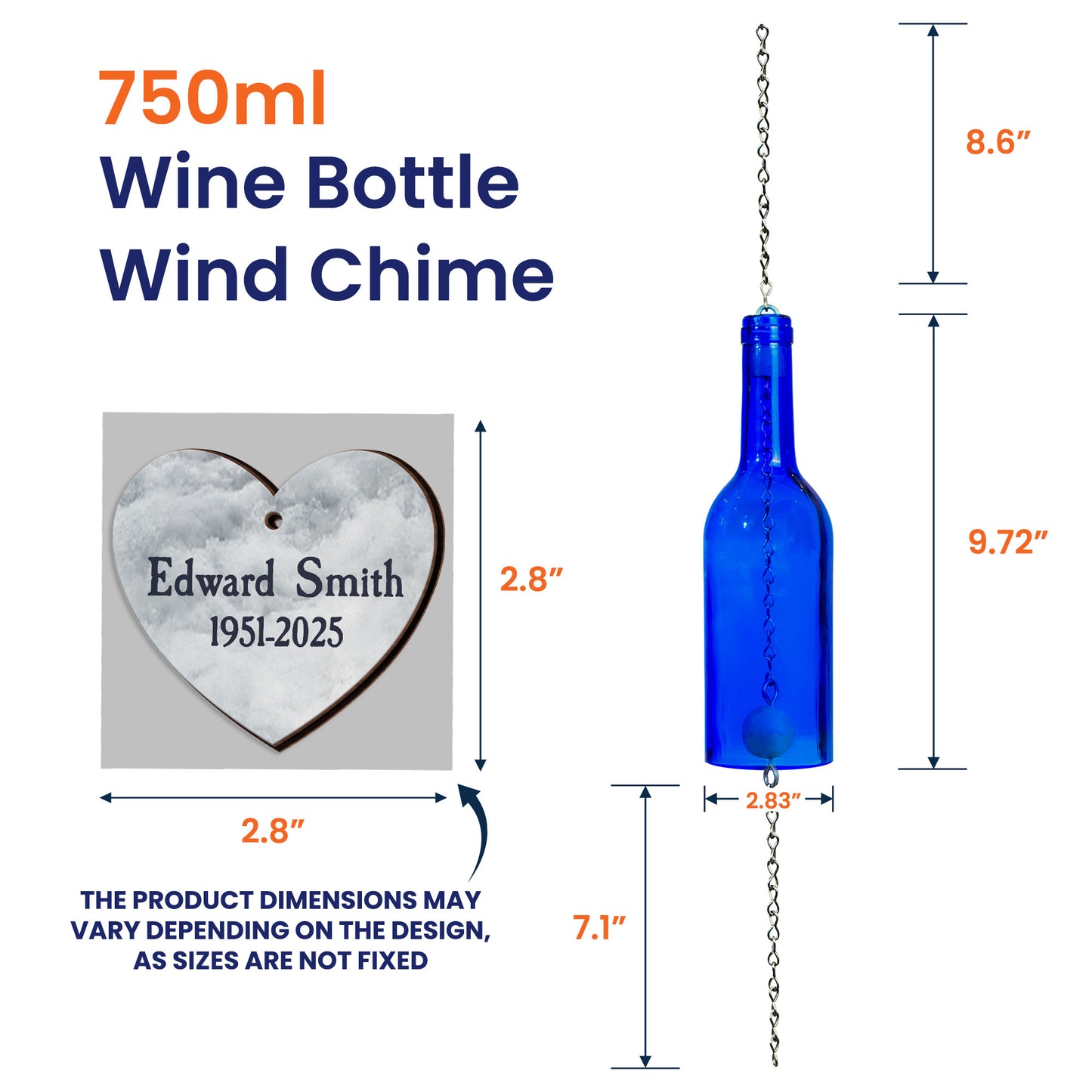 Listen To The Wind And Think Of Me - Personalized Photo Wine Bottle Wind Chime