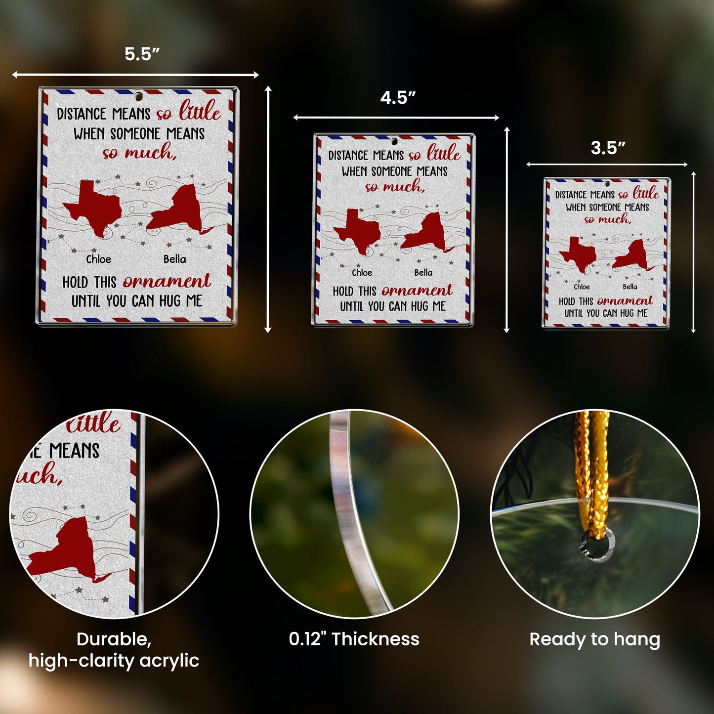 Long Distance Family Friends Siblings - Personalized Acrylic Ornament