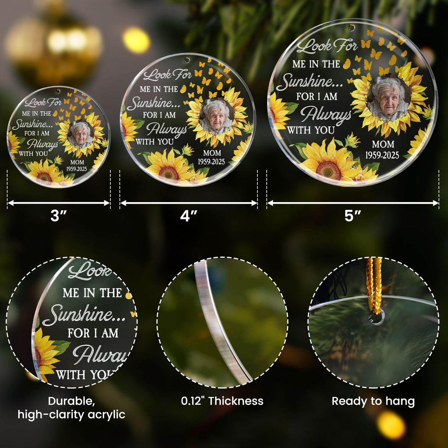 Look For Me In The Sunshine - Personalized Acrylic Photo Ornament