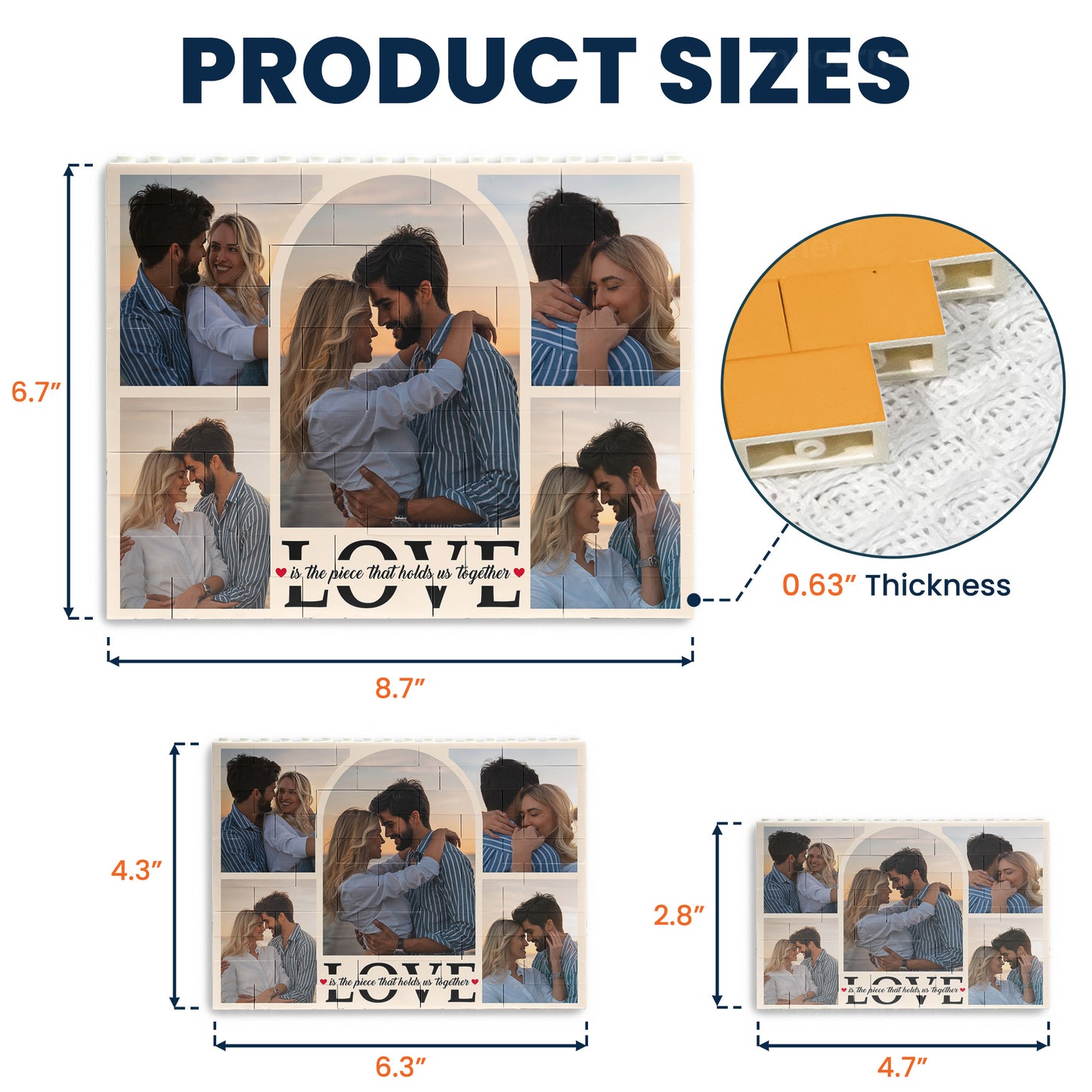 Love Is The Piece That Holds Us Together - Personalized Photo Building Brick